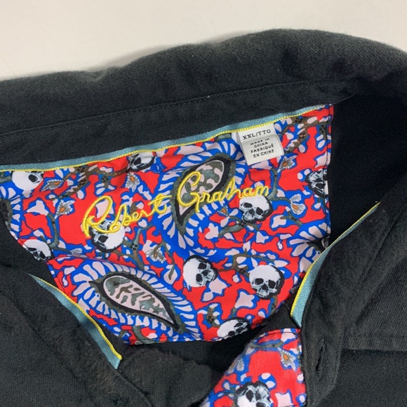 Robert Graham XXL Mens Polo Black - Picture 2 of 5
